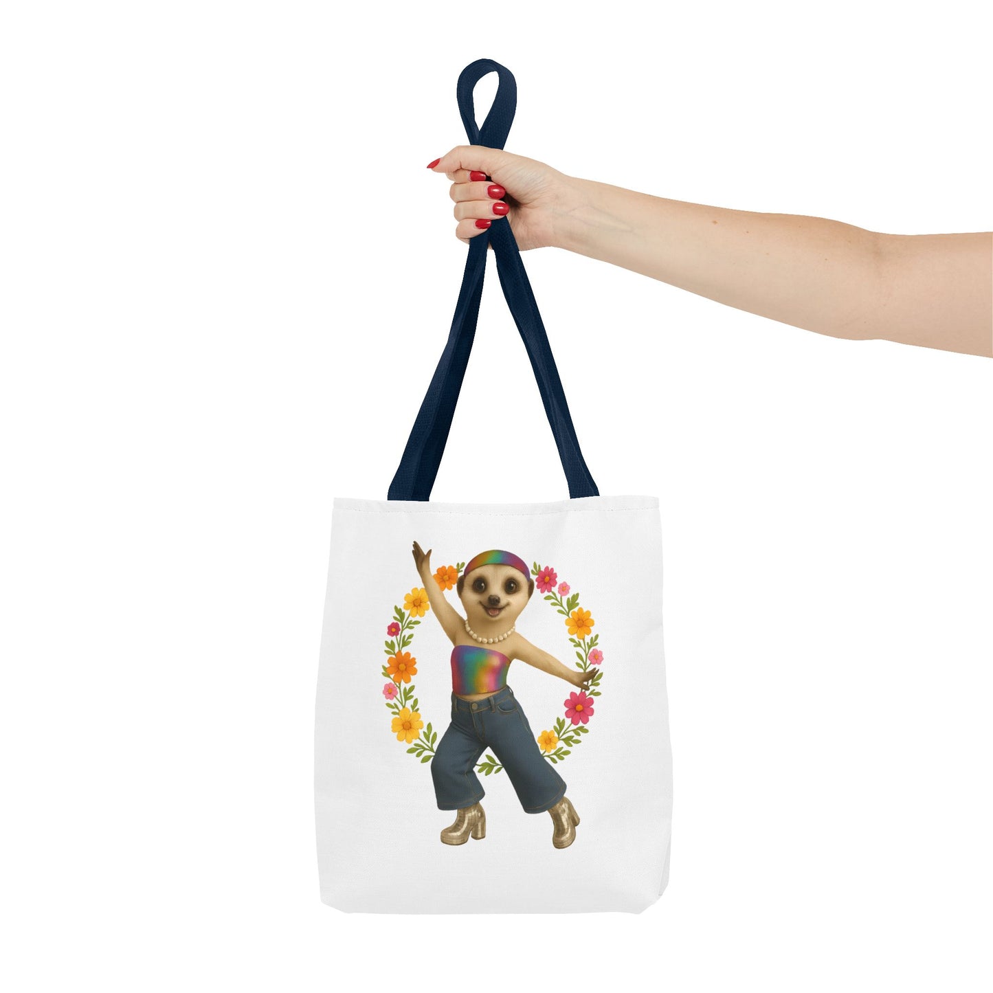 Funky Flower Power Meerkat Tote Bag