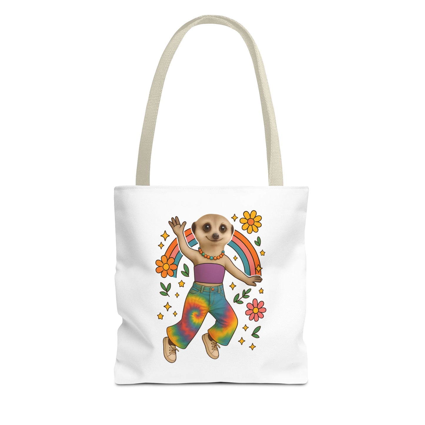 Retro Rainbow Meerkat Tote Bag