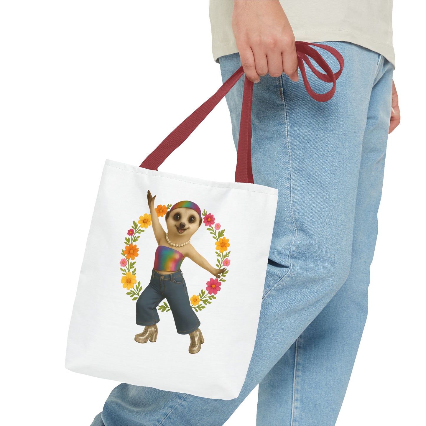 Funky Flower Power Meerkat Tote Bag