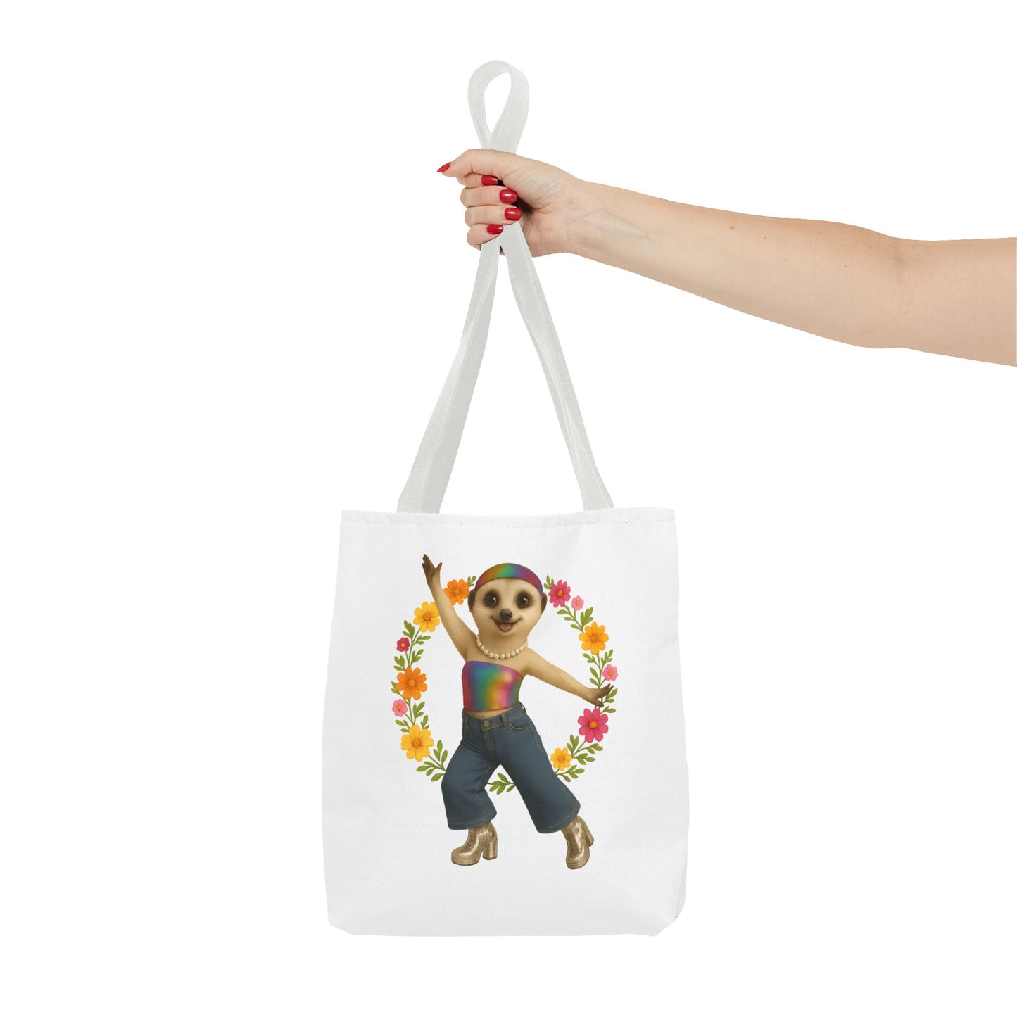Funky Flower Power Meerkat Tote Bag