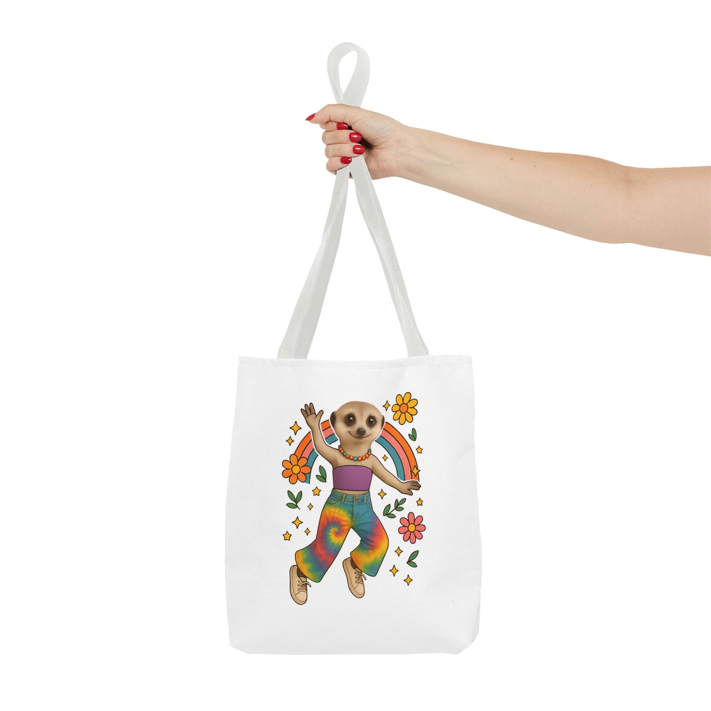 Retro Rainbow Meerkat Tote Bag