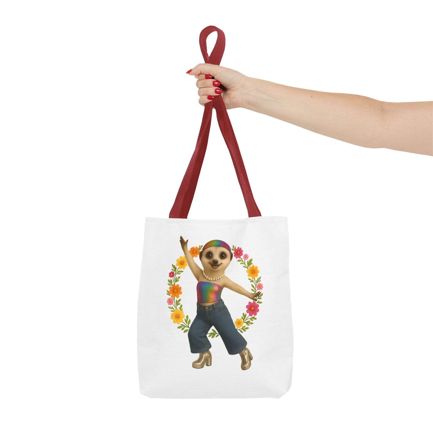 Funky Flower Power Meerkat Tote Bag