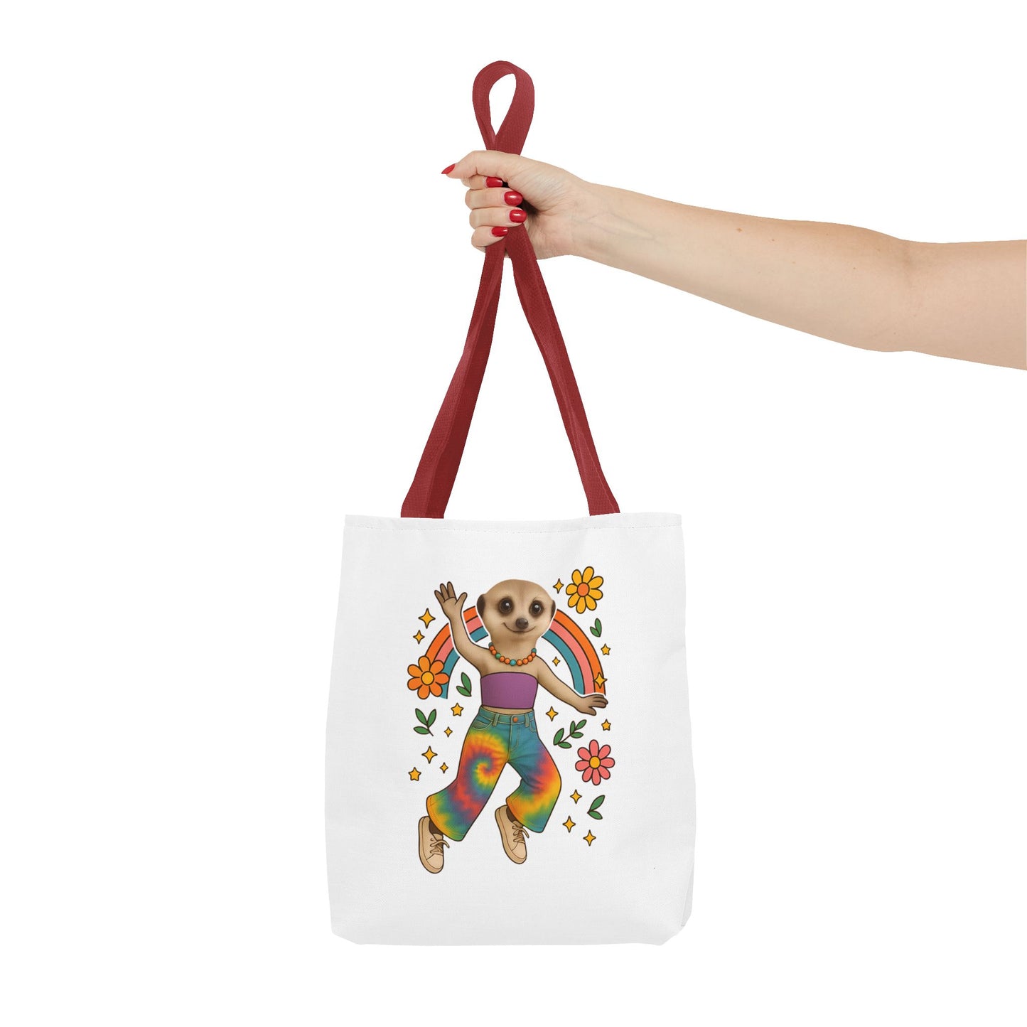 Retro Rainbow Meerkat Tote Bag