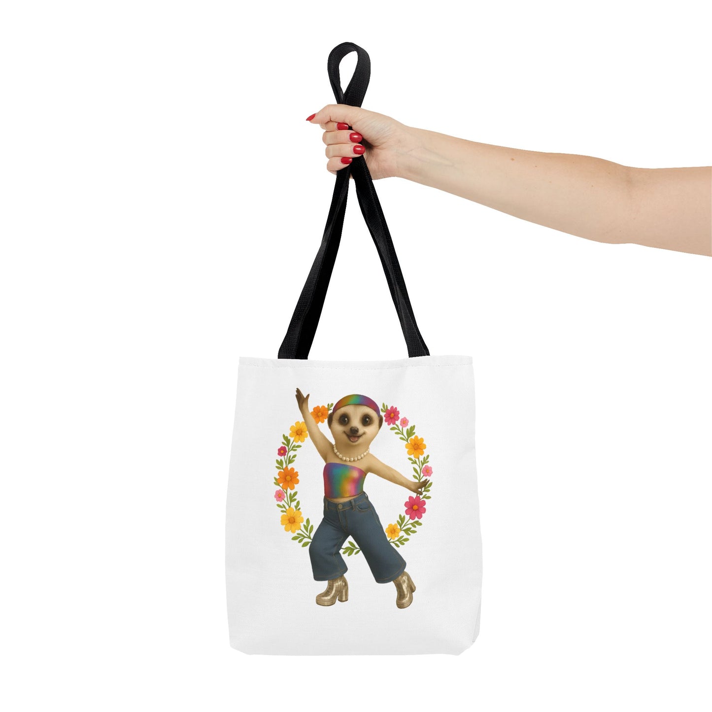 Funky Flower Power Meerkat Tote Bag