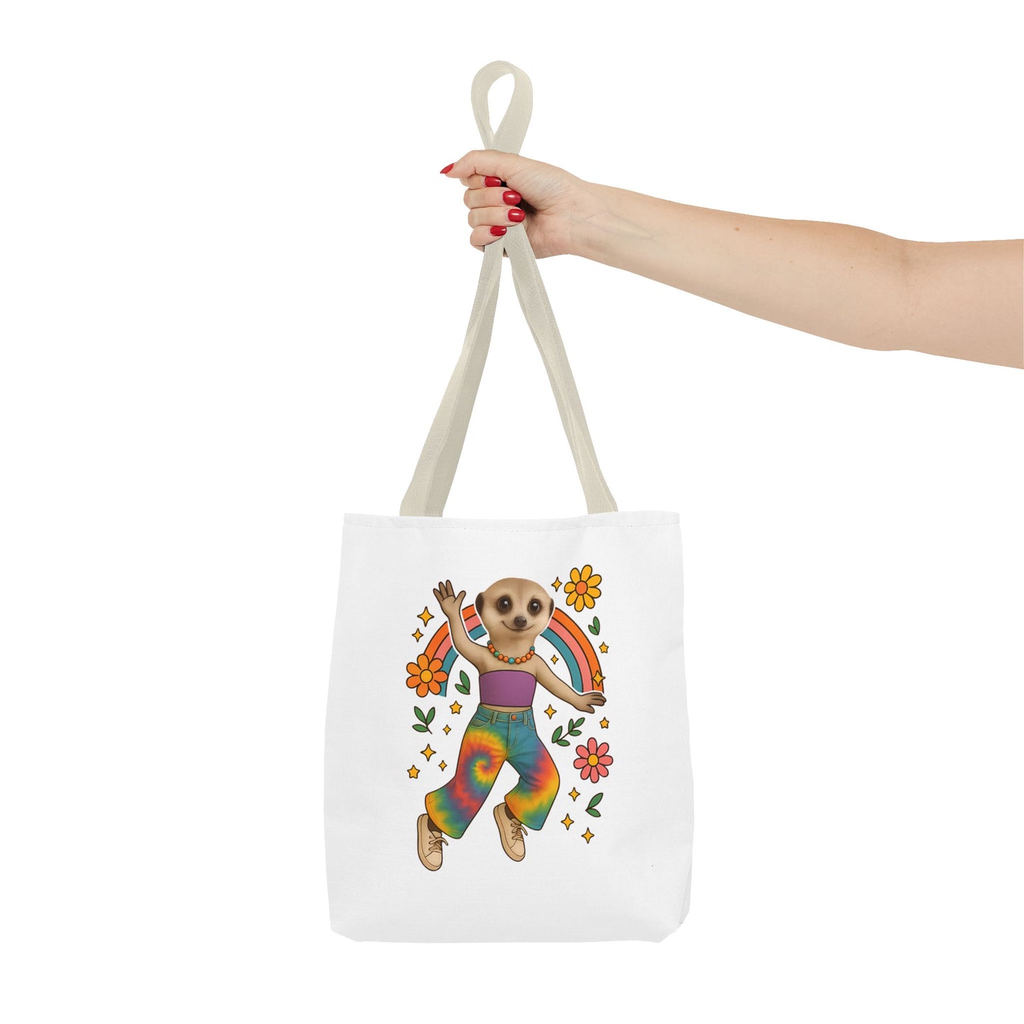 Retro Rainbow Meerkat Tote Bag