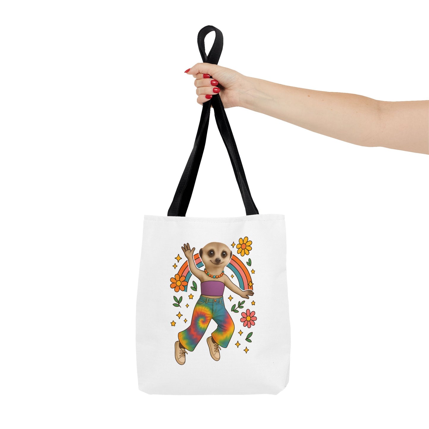 Retro Rainbow Meerkat Tote Bag