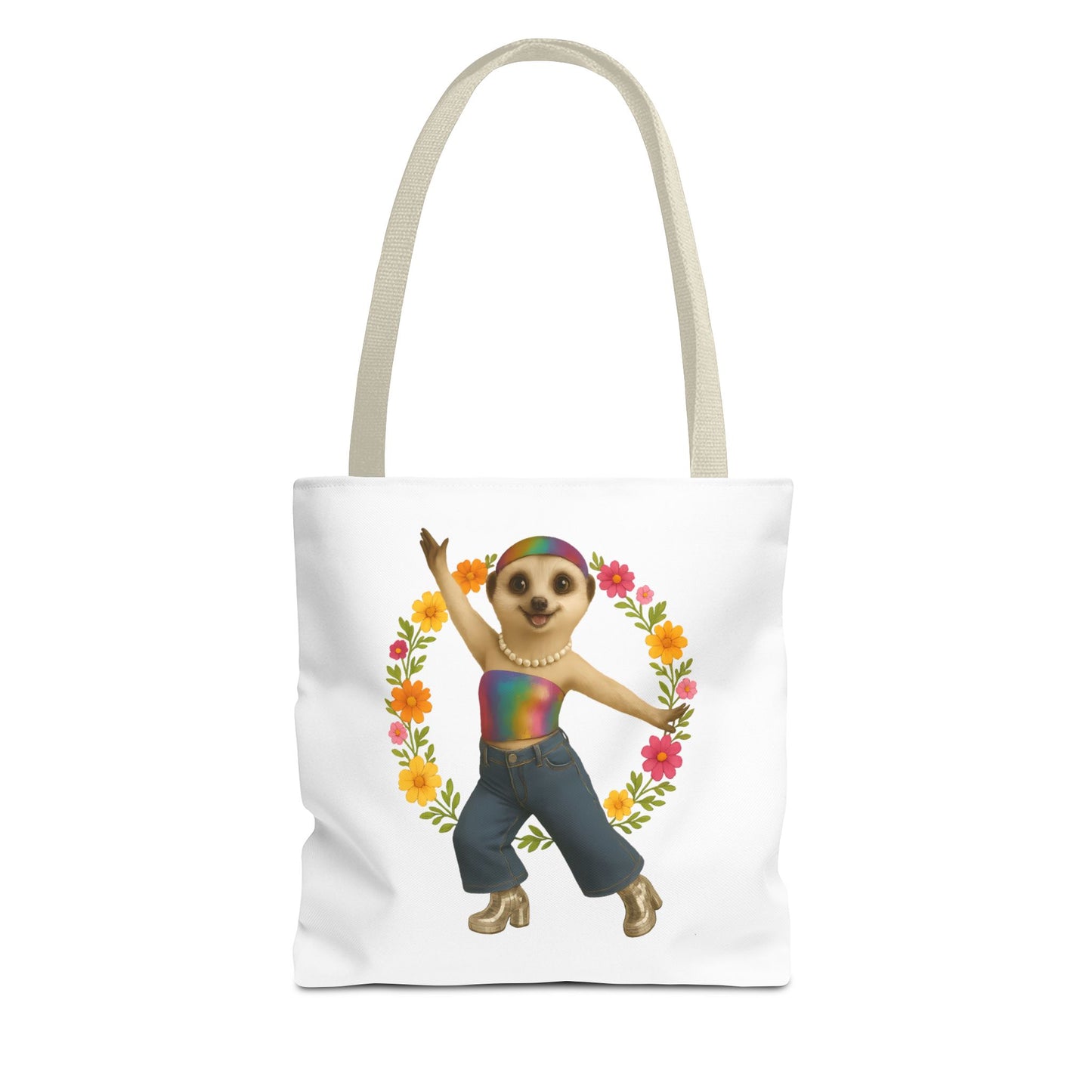 Funky Flower Power Meerkat Tote Bag