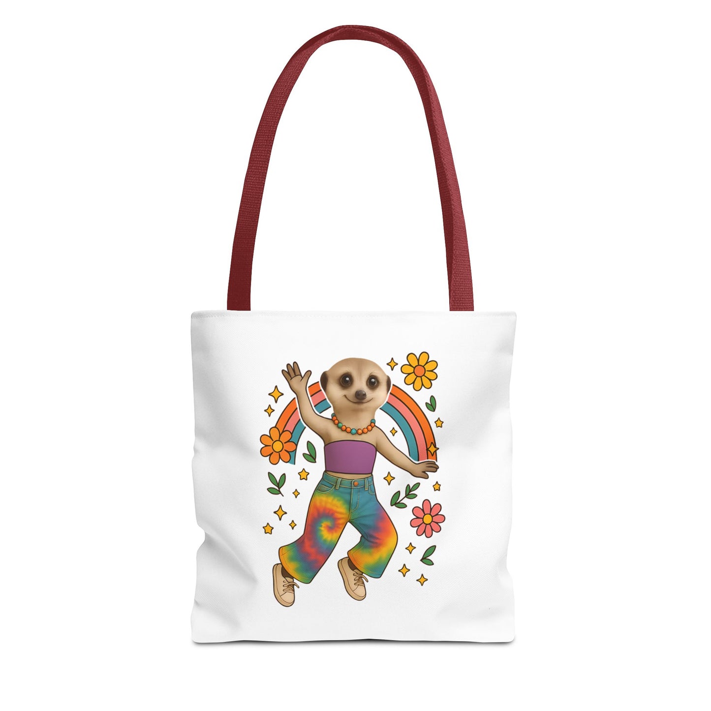 Retro Rainbow Meerkat Tote Bag
