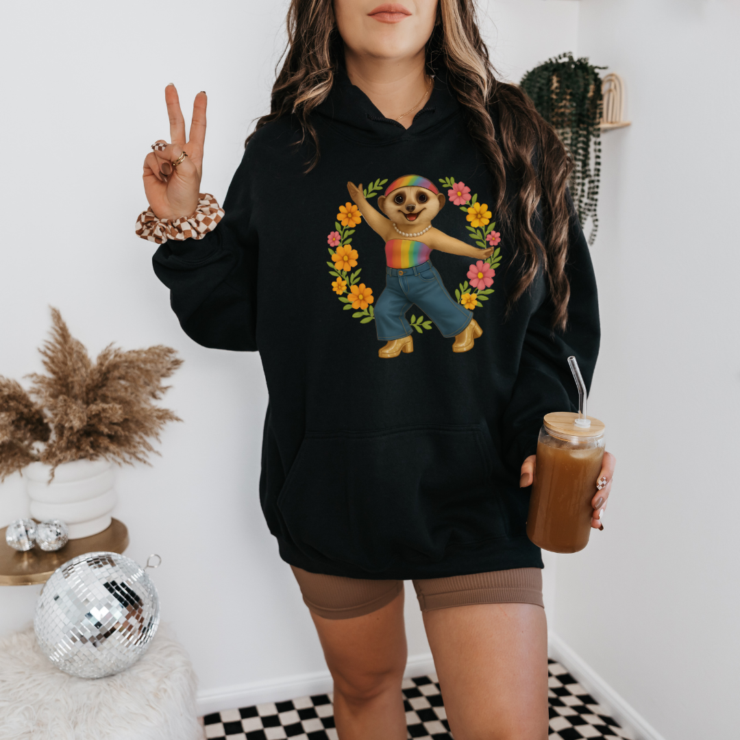 Funky Flower Power Meerkat | Unisex Hoodie