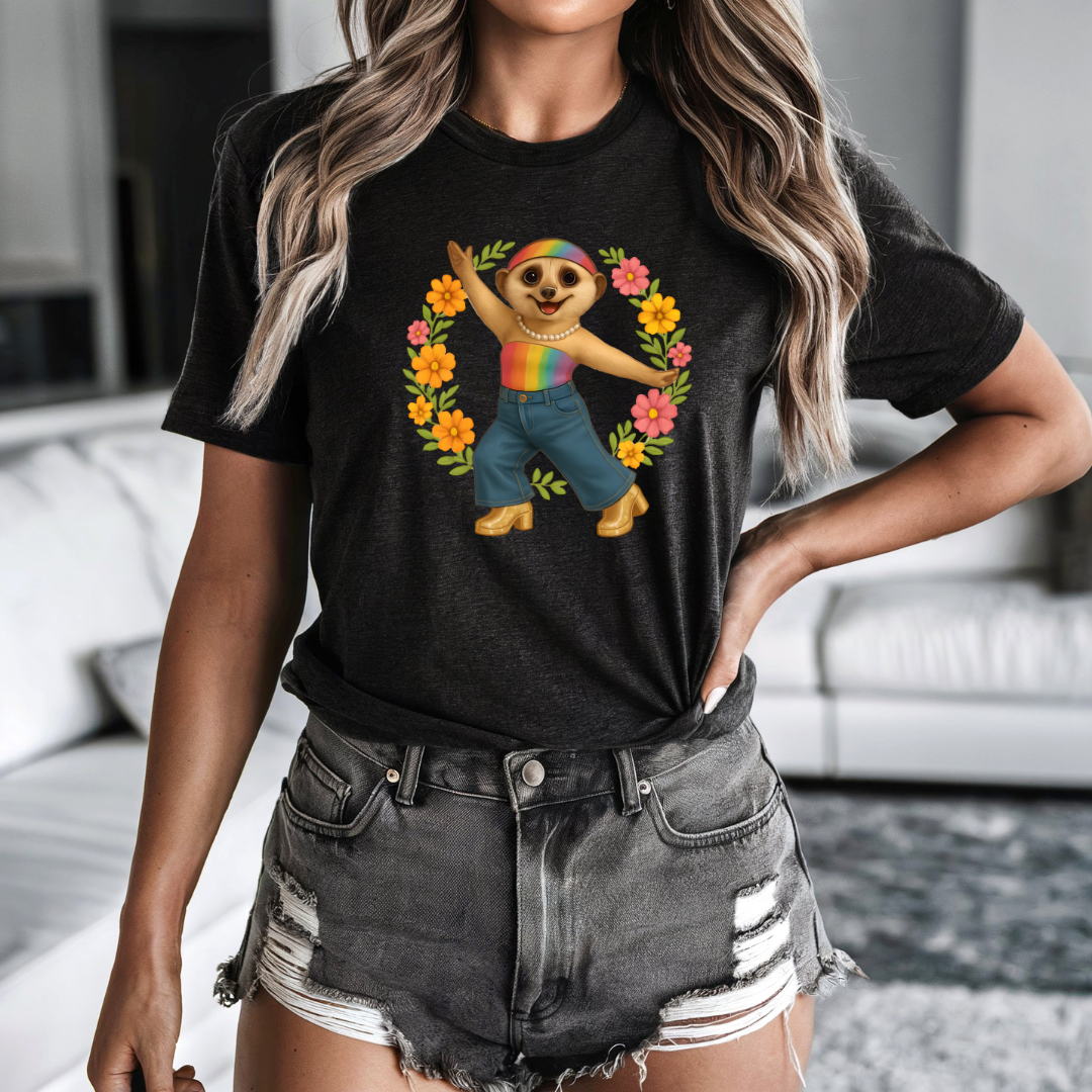 Funky Flower Power Meerkat | Unisex T-Shirt