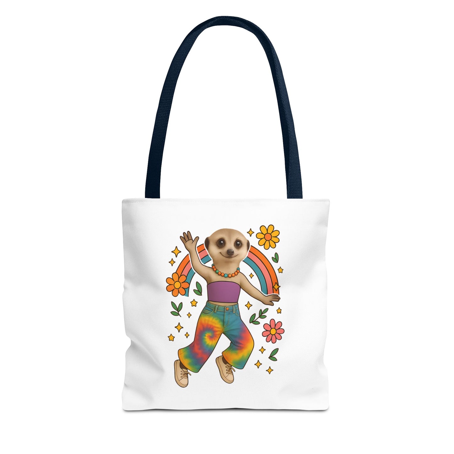 Retro Rainbow Meerkat Tote Bag