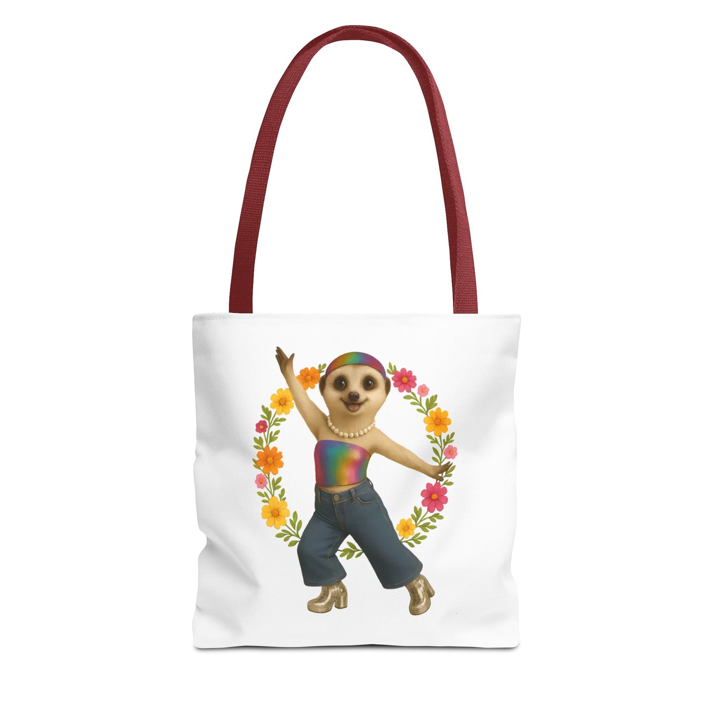 Funky Flower Power Meerkat Tote Bag
