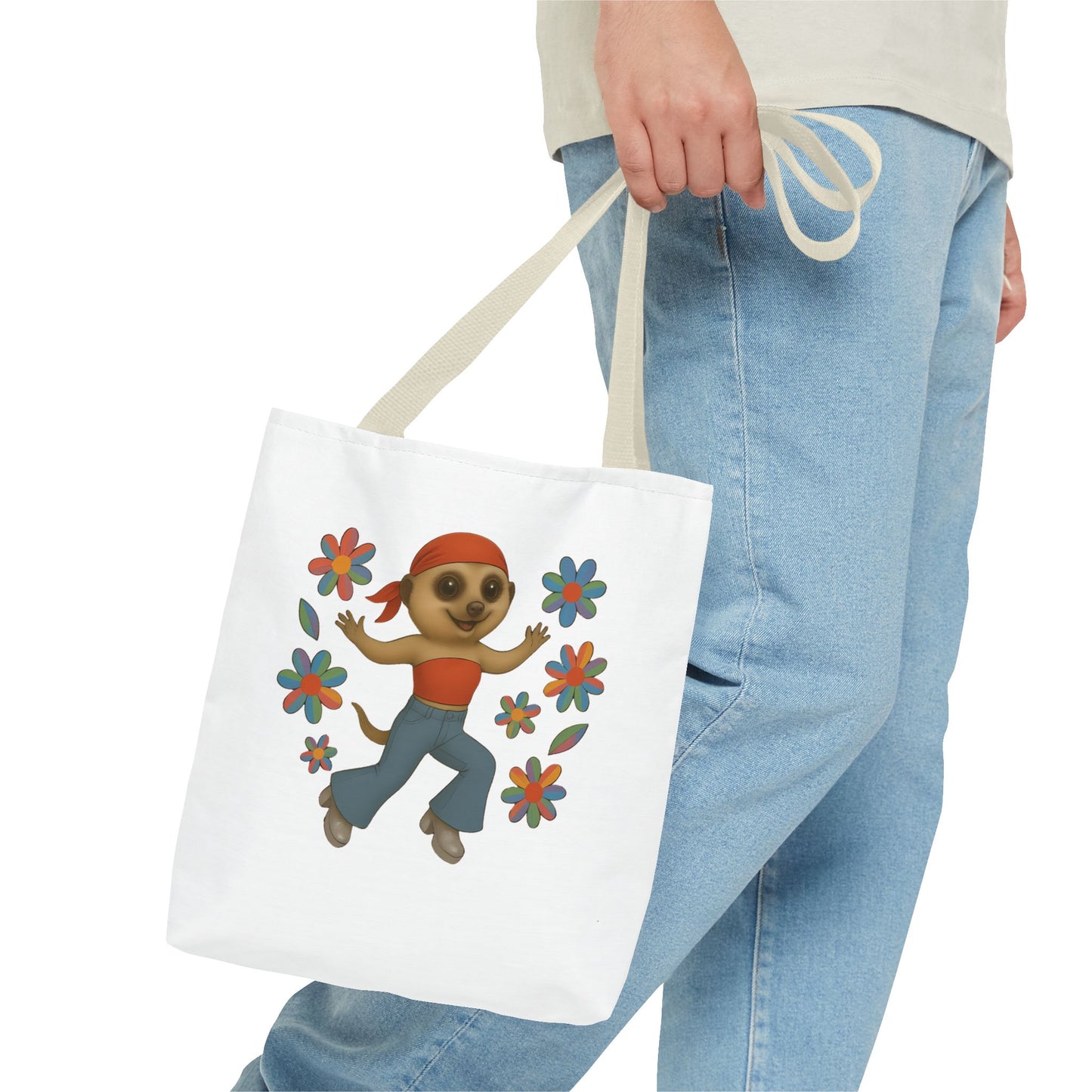 Retro Bell Bottom Meerkat Tote Bag