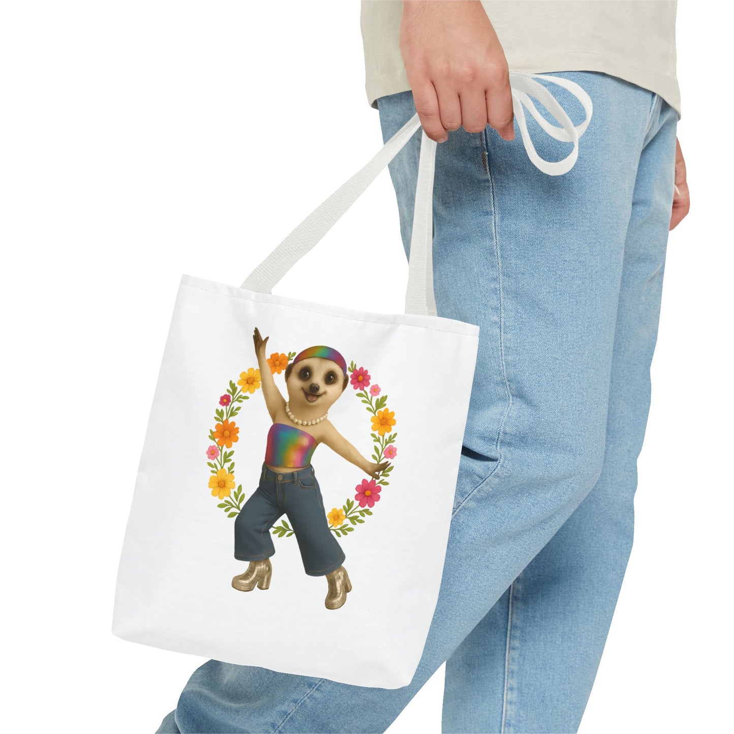 Funky Flower Power Meerkat Tote Bag