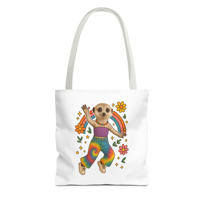 Retro Rainbow Meerkat Tote Bag