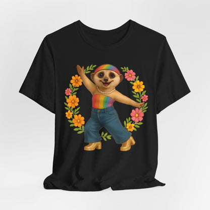 Funky Flower Power Meerkat   | Unisex T-Shirt