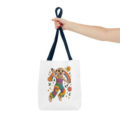 Retro Rainbow Meerkat Tote Bag