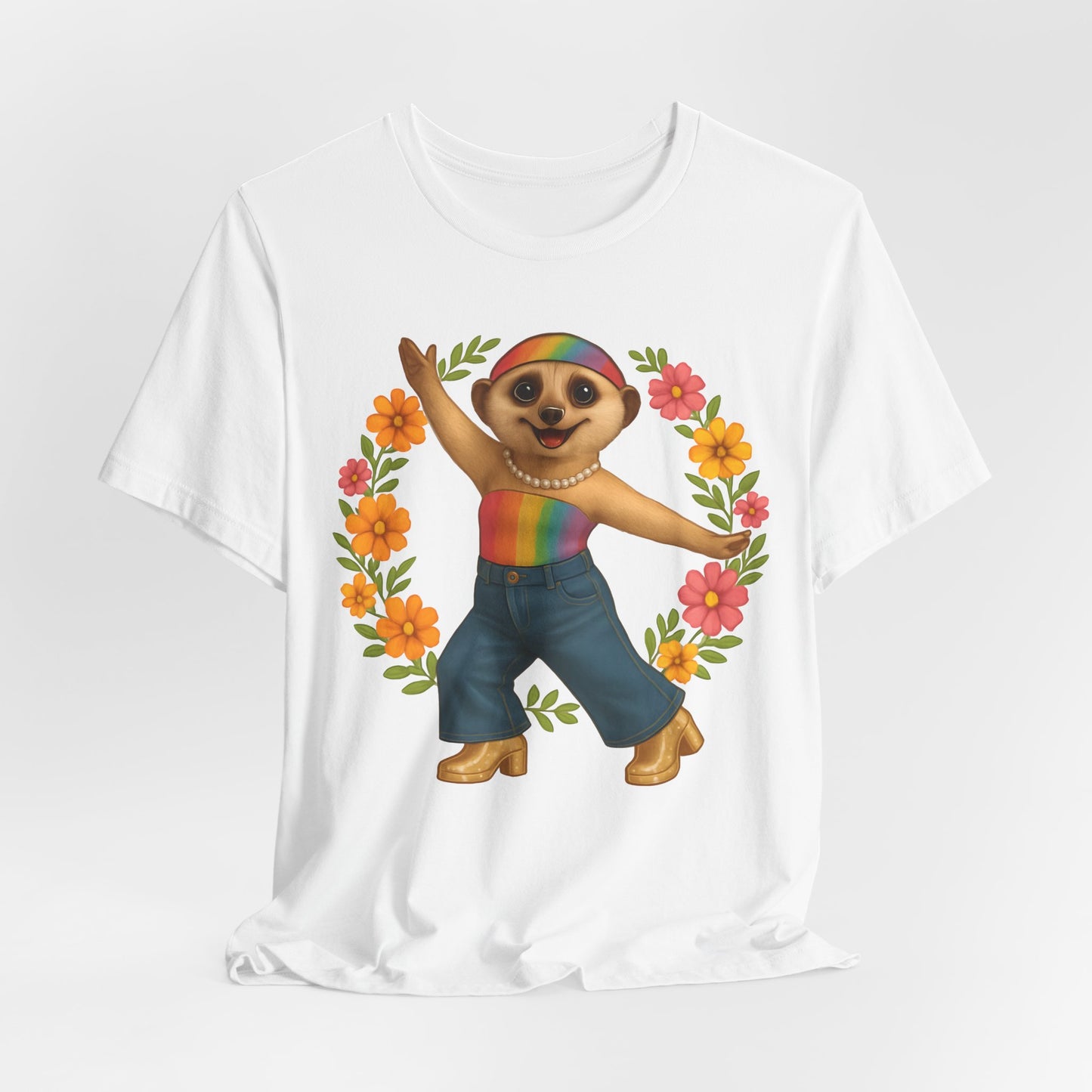 Funky Flower Power Meerkat   | Unisex T-Shirt