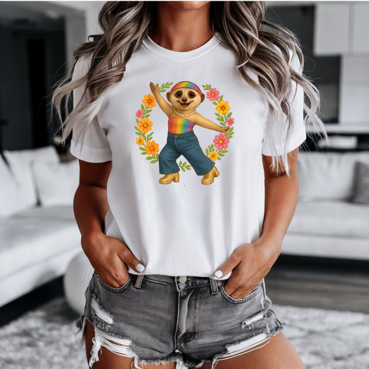 Funky Flower Power Meerkat   | Unisex T-Shirt