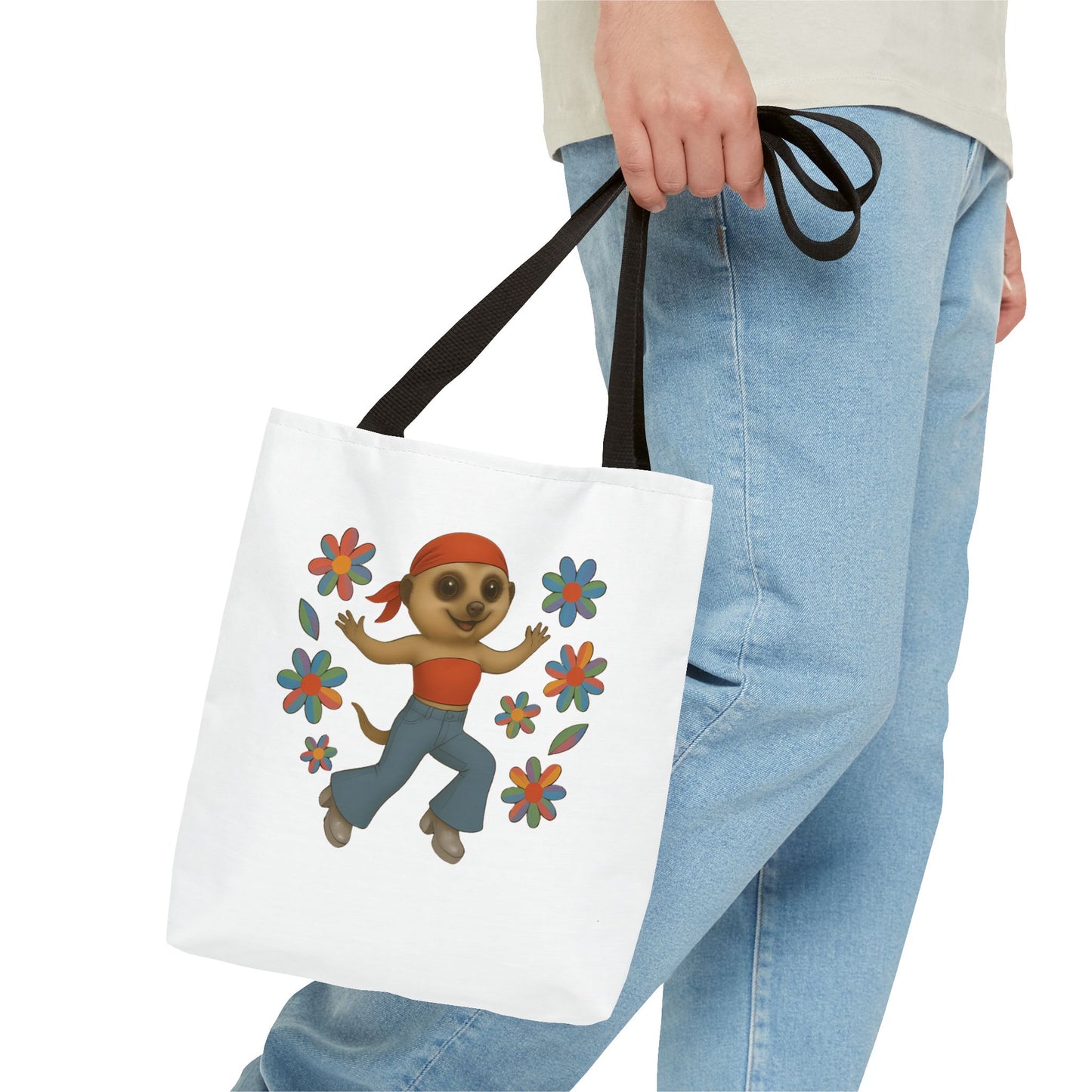 Retro Bell Bottom Meerkat Tote Bag