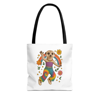 Retro Rainbow Meerkat Tote Bag