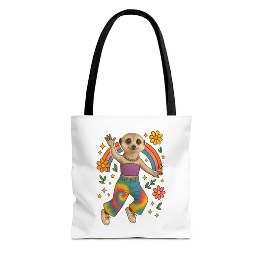 Retro Rainbow Meerkat Tote Bag