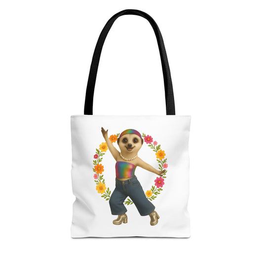 Funky Flower Power Meerkat Tote Bag