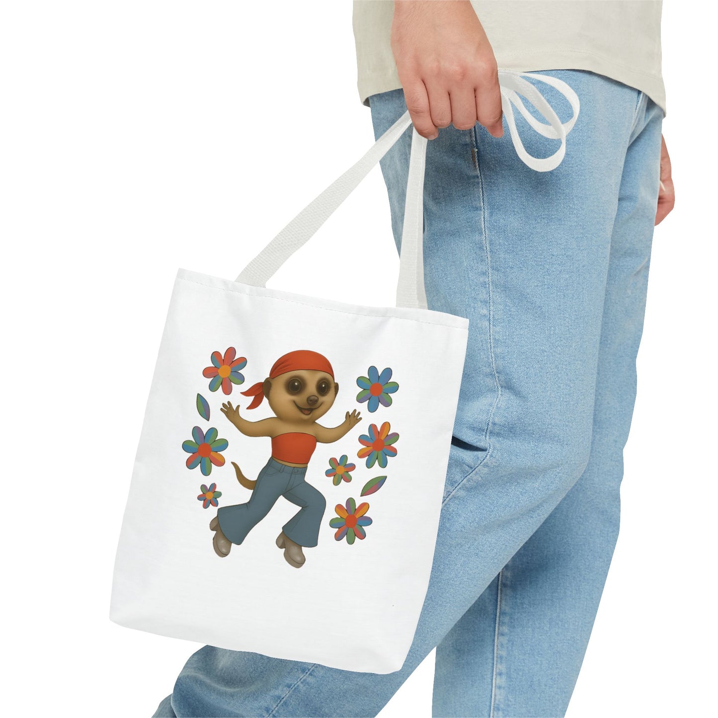 Retro Bell Bottom Meerkat Tote Bag